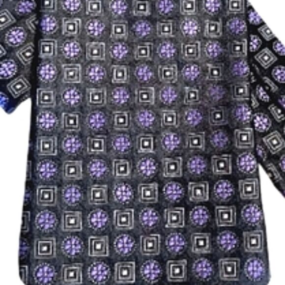 John W Nordstrom Black Purple Printed Men's Designer Silk Neck Tie - Picture 7 of 11